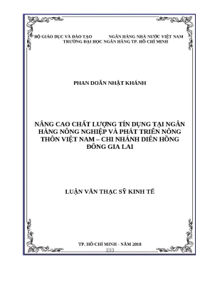 0765 nâng cao chất lượng tín dụng tại nh nông nghiệp và ptnt việt nam chi nhánh diên hồng đông gia lai luận văn thạc sĩ kinh tế phan doãn nhật khánh tp