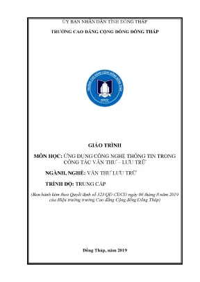 Giáo trình ứng dụng công nghệ thông tin trong công tác văn thư lưu trữ nghề văn thư lưu trữ trung cấp