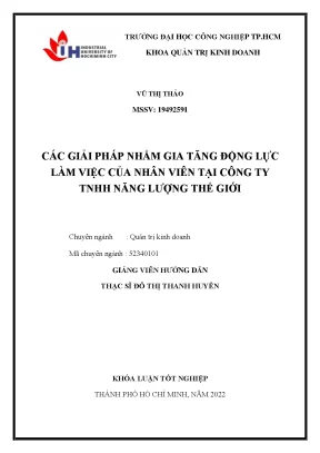 Các giải pháp gia tăng động lực làm việc của nhân viên tại công ty tnhh năng lượng thế giới khóa luận tốt nghiệp khoa quản trị kinh doanh