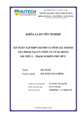 Khóa luận tốt nghiệp kế toán chi phí sản xuất và tính giá thành sản phẩm tại cn công ty cp xi măng hà tiên i trạm nghiền phú hữu