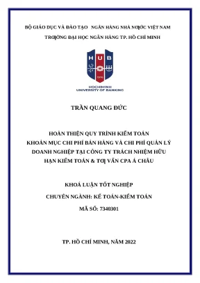 Khóa luận tốt nghiệp hoàn thiện quy trình kiểm toán khoản mục chi phí bán hàng và chi phí quản lý doanh nghiệp tại công ty tnhh kiểm toán và tư vấn cpa á châu