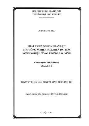 Luận văn thạc sĩ phát triển nguồn nhân lực cho công nghiệp hóa hiện đại hóa nông nghiệp nông thôn ở bắc ninh