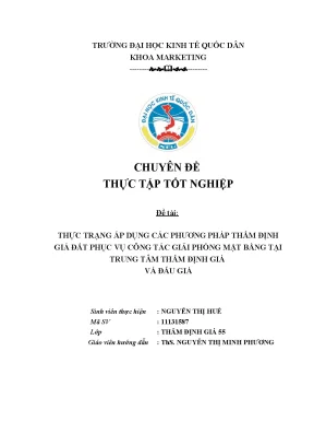Thực trạng áp dụng các phương pháp thẩm định giá đất phục vụ công tác giải phóng mặt bằng tại trung tâm thẩm định giá và đấu giá