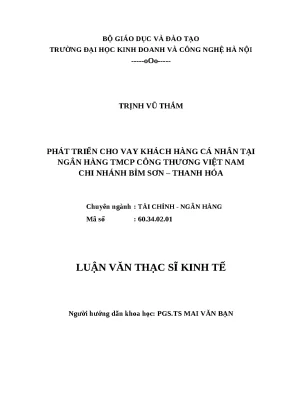Luận văn thạc sĩ hubt cho vay khách hàng cá nhân tại ngân hàng tmcp công thương việt nam chi nhánh bỉm sơn thanh hóa