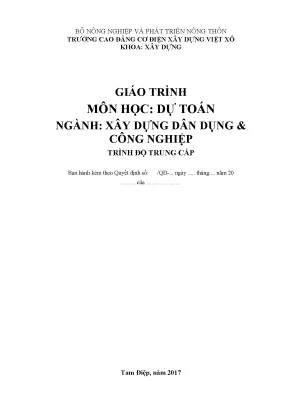 Giáo trình dự toán nghề xây dựng dân dụng và công nghiệp trung cấp