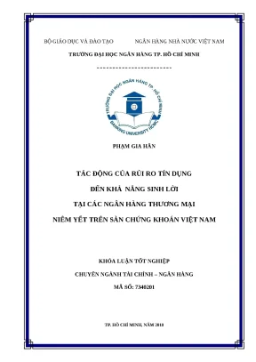 0201 tác động của rủi ro tín dụng đến khả năng sinh lời tại các nhtm niêm yết trên thị trường chứng khoán việt nam khóa luận tốt nghiệp đại học phạm gia hâ