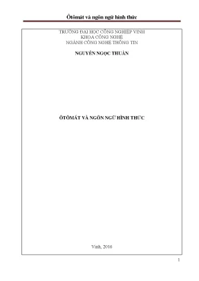 Giáo trình ôtômát và ngôn ngữ hình thức trường đh công nghiệp vinh