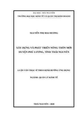 Mẫu luận văn thạc sĩ quản lý kinh tế xây dựng nông thôn mới xây dựng và phát triển nông thôn mới ở huyện phú lương tỉnh thái nguyên