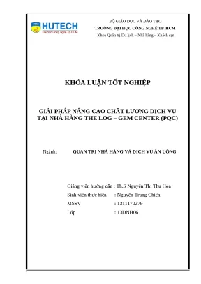 Khóa luận tốt nghiệp giải pháp nâng cao chất lượng dịch vụ tại nhà hàng the log gem center pqc