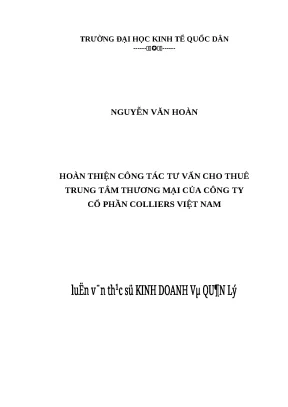 Luận văn thạc sĩ hoàn thiện công tác tư vấn cho thuê trung tâm thương mại của công ty cổ phần colliers việt nam