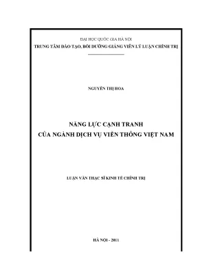 Luận văn thạc sĩ năng lực cạnh tranh của ngành dịch vụ viễn thông việt nam