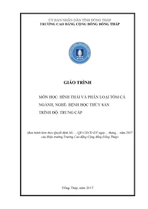 Giáo trình hình thái và phân loại tôm cá nghề bệnh học thuỷ sản trung cấp