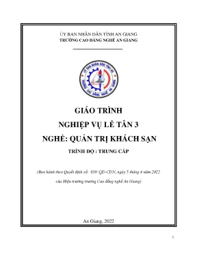 Giáo trình nghiệp vụ lễ tân 3 nghề quản trị khách sạn trình độ trung cấp