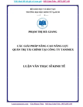Luận văn các giải pháp nâng cao năng lực quản trị tài chính tại công ty tanimex