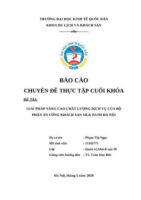 Khóa luận tốt nghiệp nâng cao chất lượng dịch vụ của bộ phận ăn uống khách sạn silk path hà nội