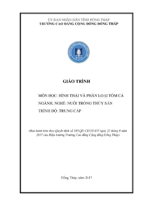 Giáo trình hình thái và phân loại tôm cá nghề nuôi trồng thuỷ sản trung cấp