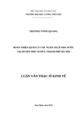 Luận văn thạc sĩ quản lý chi ngân sách nhà nước tại huyện phú xuyên thành phố hà nội