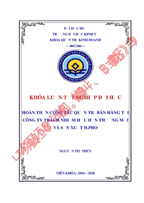Khóa luận tốt nghiệp hoàn thiện công tác quản trị bán hàng tại công ty trách nhiệm hữu hạn thương mại và sản xuất h pro
