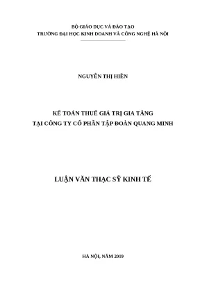 Luận văn tốt nghiệp kế toán thuế giá trị gia tăng tại công ty cổ phần tập đoàn quang minh