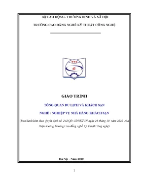 Giáo trình tổng quan du lịch và khách sạn nghề nghiệp vụ nhà hàng khách sạn trung cấp