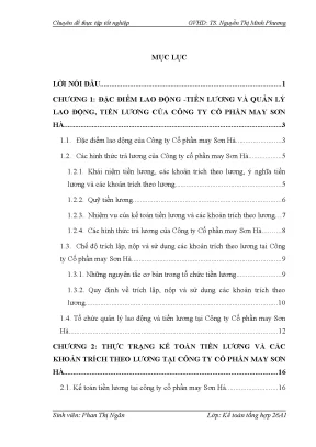 Kế toán tiền lương và các khoản trích theo lương tại công ty cổ phần may sơn hà