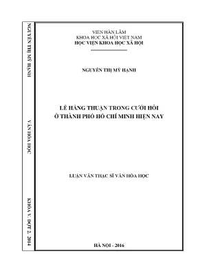 Luận văn thạc sĩ lễ hằng thuận trong cưới hỏi ở thành phố hồ chí minh hiện nay