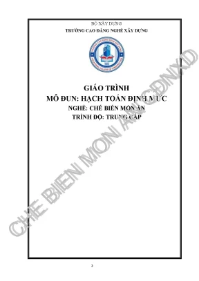 Giáo trình hạch toán định mức nghề chế biến món ăn trung cấp