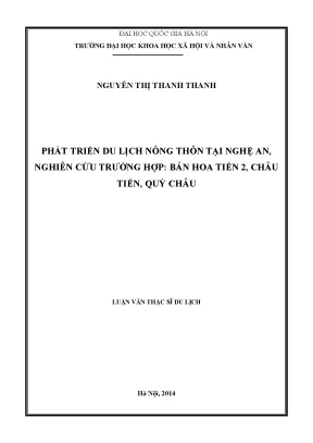 Luận văn thạc sĩ phát triển du lịch nông thôn tại nghệ an nghiên cứu trường hợp bản hoa tiên 2 châu tiến quỳ châu