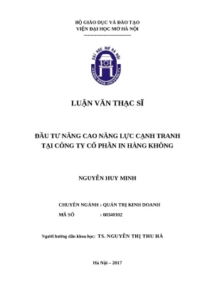 Luận văn thạc sĩ viện đại học mở đầu tư nâng cao năng lực cạnh tranh tại công ty cổ phần in hàng không
