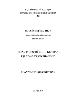 Luận văn thạc sĩ hoàn thiện tổ chức kế toán tại công ty cổ phần shc