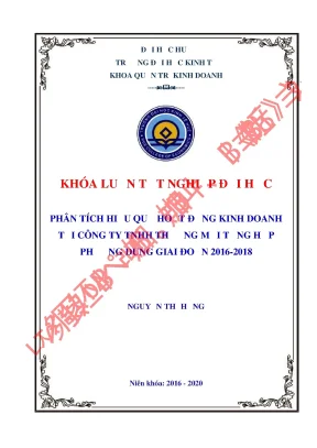 Khóa luận tốt nghiệp phân tích hiệu quả hoạt động kinh doanh tại công ty tnhh thương mại tổng hợp phương dung giai đoạn 20162018