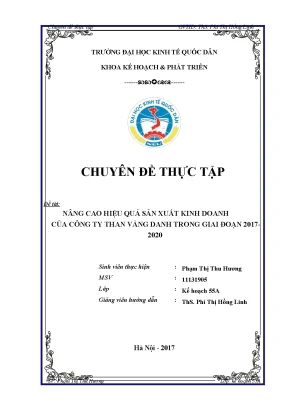 Chuyên đề thực tập nâng cao hiệu quả sản xuất kinh doanh của công ty than vàng danh trong giai đoạn 2017 2020