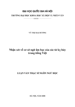 Luận văn thạc sĩ nhận xét về cơ sở ngữ âm học của các từ kỵ húy trong tiếng việt