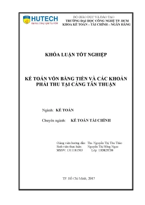 Khóa luận tốt nghiệp kế toán vốn bằng tiền và các khoản phải thu tại cảng tân thuận