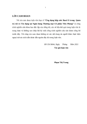0056 ứng dụng hiệp ước basel ii trong quản trị rủi ro tín dụng tại nhtm cp tiên phong luận văn thạc sĩ tcnh phạm thị trang lê đình hạc tp hcm đh nh hcm 2