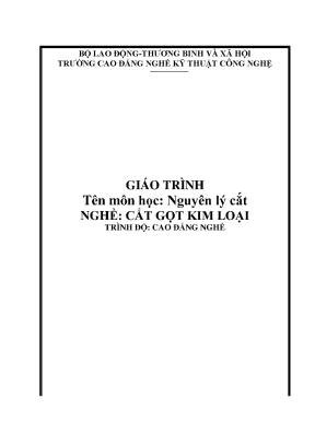 Giáo trình nguyên lý cắt nghề cắt gọt kim loại trình độ cao đẳng nghề