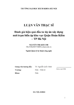 Đánh giá hiệu quả đầu tư dự án xây dựng mới trạm biến áp khu vực quận hoàn kiếm tp hà nội