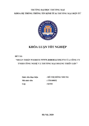 Hoàn thiện website www ishoes com vn của công ty tnhh công nghệ và thương mại hoàng thiên lộc khóa luận tốt nghiệp