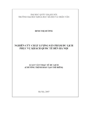 Luận văn thạc sĩ nghiên cứu chất lượng sản phẩm du lịch phục vụ khách quốc tế đến hà nội