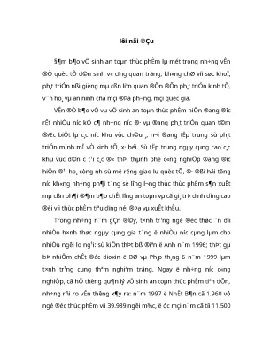 Khóa luận tốt nghiệp thực trạng và giải pháp nhằm đảm bảo vệ sinh an toàn thực phẩm tại các khách sạn trên địa bàn hà nội