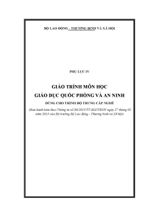 Giáo trình giáo dục quốc phòng và an ninh trình độ trung cấp nghề
