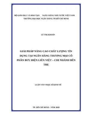 1102 giải pháp nâng cao chất lượng tín dụng tại nhtm cp bưu điện liên việt chi nhánh bến tre luận văn thạc sĩ tcnh lê thị khoăn nguyễn văn lương tp hcm