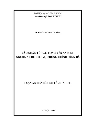 Luận văn thạc sĩ các nhân tố tác động đến an ninh nguồn nước khu vực dòng chính sông đà