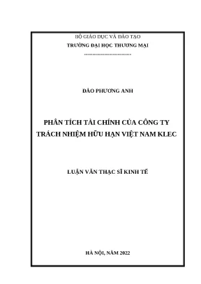 Luận văn thạc sĩ phân tích tài chính của công ty tnhh việt nam klec