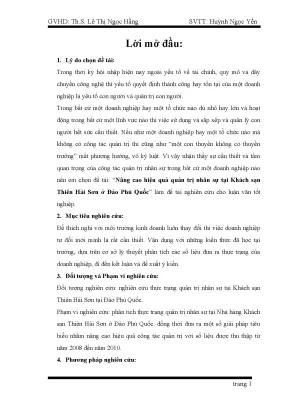 Khóa luận nâng cao hiệu quả quản trị nhân sự tại khách sạn thiên hải sơn ở đảo phú quốc