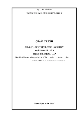 Giáo trình quy trình công nghệ hàn