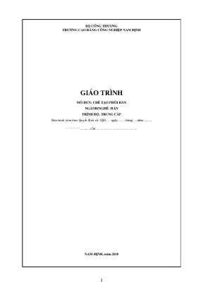 Giáo trình chế tạo phôi hàn