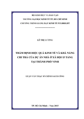 Luận văn thạc sĩ thẩm định hiệu quả kinh tế và khả năng chi trả của dự án nhà ở xã hội 15 tầng tại tp vinh