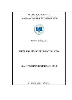 Luận văn thạc sĩ thẩm định dự án thủy điện vĩnh sơn 4