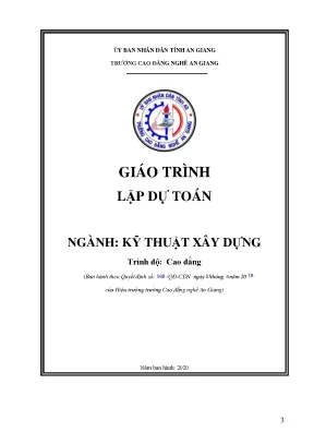 Giáo trình lập dự toán nghề kỹ thuật xây dựng trình độ cao đẳng
